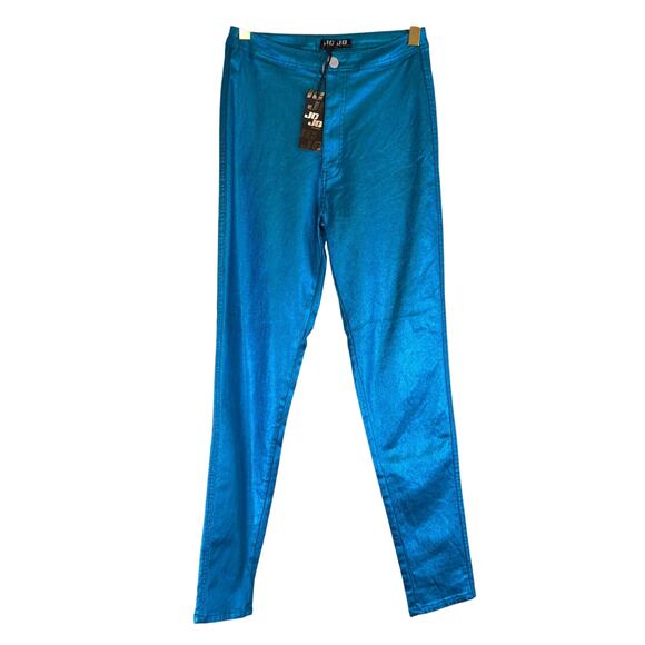 JC JQ Jeans Pants - $100 JC JQ Metallic Blue Disco Jeans Medium NWT